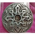 BUCKLE - Belt buckle Celtic shield SILVER TONE metal