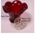 Vase Glass + Frog acrylic small Garnet red colour clear glass style Anchor Hocking