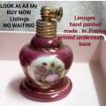 Perfume Bottle - ceramic  LIMOGE made in France  gilt top + dauber no pump Romantic Couple