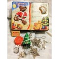 7 Christmas ornaments+The Silver Crane company 1995 Christmas Teddy  holiday book tin