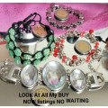 4 bracelets Artisinal 3 mix cord  beads  base metal charms Crylic crystals spacer all one bid