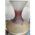 Gorgeous highly decorated  Delicate glass Vase edges hand blown