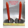 2 stainless steel candle holders and 2 red candles not used