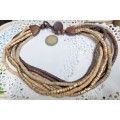 1 Bib mixed Necklace  multiple 6 strands painted multiple small roundel beads wood