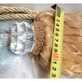 *2 CURTAIN TIE BACKs Gilt rope 2 crystals multiple dangle ribbons cotton End beads