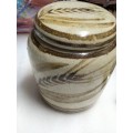 Ginger Jar + Lid has leaf décor Artist impressed markLOOK At All My BUY NOW listings NO WAITING