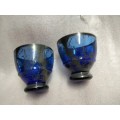 2 glasses vintage ITALY Murano Cobolt silver overlay  Look At My BUY NOW Listing*NO WAITING