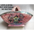 Astoria Royal Bradwell Arthur Woods Pink Lustre Porcelain Basket Vase or Bowl handle crack LOOK