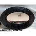 WOW!!** GORGEOUS*`MIRROR MOSAIC Black Tiles back wire to hang Note