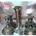 3 plated items* 2 candle sticks Holders +*1 Vase LOOK At My BUY NOW listings NO WAITING