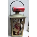 Traditional Lantern Candle holder LARGE hand carved METAL hand painted floral trim design in body