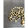 NECKLACE - Chain Stamp Rolled Gold has pendant + a small clear crystal has to be glued back