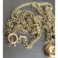 NECKLACE - Chain Stamp Rolled Gold has pendant + a small clear crystal has to be glued back