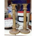 BRASS  2 Corinthian Column Candle holders 2.428 kgs H 35 cm LOOK At My BUY NOW LISTINGS NO WAITING