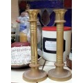 BRASS  2 Corinthian Column Candle holders 2.428 kgs H 35 cm LOOK At My BUY NOW LISTINGS NO WAITING