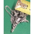 Celtic style STEEL DRAGON SWORD PENDANT+Neck Chain*Silver Tone*LOOK At My BUY NOW Listing*NO WAITING