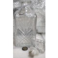 DECANTER +Stopper Crystal cut diamond + furn base stamp ITALY 5*LOOK At My BUY Listings NO WAITING