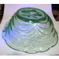 Art Deco bowl Vaseline swags scalloped edges Glass Green *Uranium glass? Did UV test see pics
