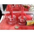 Classy!Candle holders 2Glass *Hand Blown*Cased heavy .820 grams LOOK At My BUY NOW LISTINGS NO WAIT