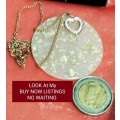 Necklace Acrylic Pendant gold glitter+Bling heart GoldTone Chain LOOK At My BUY NOW ITEMS NO WAITING