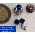 Brooch+ Earrings - 1 BUG Pin blue+Crystal+1 pair *EARRINGS Glass LOOK At My BUY NOW ltems NO WAITING