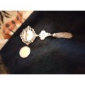 BROOCH - PEARL Large Dangle MULTIPLE Chains Silver tone metal