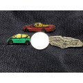BROOCH Pins CARs 3 back of2 embossed mercedes emblem Silver tone LOOK At My BUY NOW items NO WAITING
