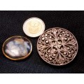 BROOCH 1 Silver Tone filigree style+1Enameled top abstract LOOK At My BUY NOW LISTINGS NO WAITING