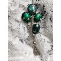 BROOCH Silver Tone metal Crystals clear onGreen Blue Balloons LOOK At My BUY NOW LISTINGS NO WAITING