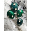 BROOCH Silver Tone metal Crystals clear onGreen Blue Balloons LOOK At My BUY NOW LISTINGS NO WAITING