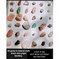 36 Chunky GEMSTONES in Natural state glued onto paper  LOOK At My BUY NOW* NO WAITING
