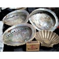 4items AWESOME 3 sea Shell Abalone big +1Brass Shell Dish Decorative LooK at My BUY NOW*NO WAITING