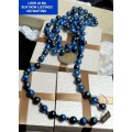 NECKLACE acrylic Blue beads spacer Small gold bead LOOK At My BUY NOW ITEMS NO WAITING