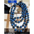 NECKLACE acrylic Blue beads spacer Small gold bead LOOK At My BUY NOW ITEMS NO WAITING