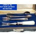 GORGEOUS 4mix EPNS Nips 2 small Fork 1Mother of Pearl handle+Box LOOK At My BUY NOW ltems NO WAITING