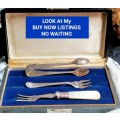 GORGEOUS 4mix EPNS Nips 2 small Fork 1Mother of Pearl handle+Box LOOK At My BUY NOW ltems NO WAITING