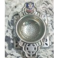 Tea Strainer on rest stand East London coat arms enamel  LOOK BUY NOW LISTINGS NO WAITING