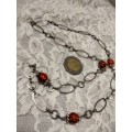 *Simply lovely**Necklace multiple  silver tone metal oblong 4 colour beads LOOK At My BUY NOW LIST