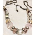 Necklace ELEGANT Colours Mix Shape Size  beads Silver Tone chain LOOK At MY BUY NOW items NO WAITING