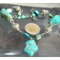 TORQUOISE Chunky Stones NECKLACE Tibetan style spacers   LOOK At My BUY NOW LISTINGS NO WAITING