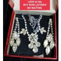 Necklace+ Earrings 1920/30s Rhinestone Crystals Glass CUT*Marquise+Pear Paste Costume Jewellery