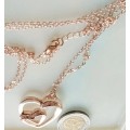 Necklace - Pendant Heart Crystals Rose Gold Tone metal+Chain MOD.LOOK At My BUY NOW ltems NO WAITING