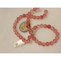 Necklace Project -1 Strand deep pink  multiple polished semi Precious gemstone
