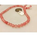 Necklace Project -1 Strand deep pink  multiple polished semi Precious gemstone
