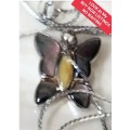 Necklace - STERLING SILVER  Butterfly 925 clearly stamped on back* Chain 18KGP stamped