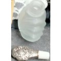 *RARE*Perfume Frosted Bottle Silver Embossed Stopper-Empty Godinger EnglandLOOK AtMy BUY NOW NO WAIT
