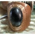 Dress RING Vintage  Black Caboshone stone Cooper tone LOOK At My BUY NOW LISTING NO WAITING