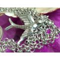 Necklace Pendant - small bird Silver tone metal+Chain MOD.LOOK At My BUY NOW ltems NO WAITING