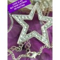 Necklace Pendant - STAR Crystals Silver tone metal+Chain MOD.LOOK At My BUY NOW ltems NO WAITING