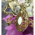 Necklace Pendant  - Opal style gold tone metal +Chain MOD.LOOK At My BUY NOW ltems NO WAITING